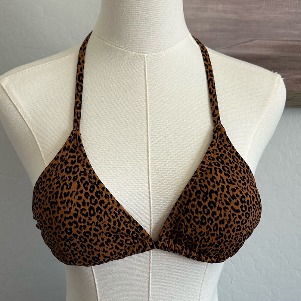 Xhilaration Animal Print Ribbed Triangle Bikini Top